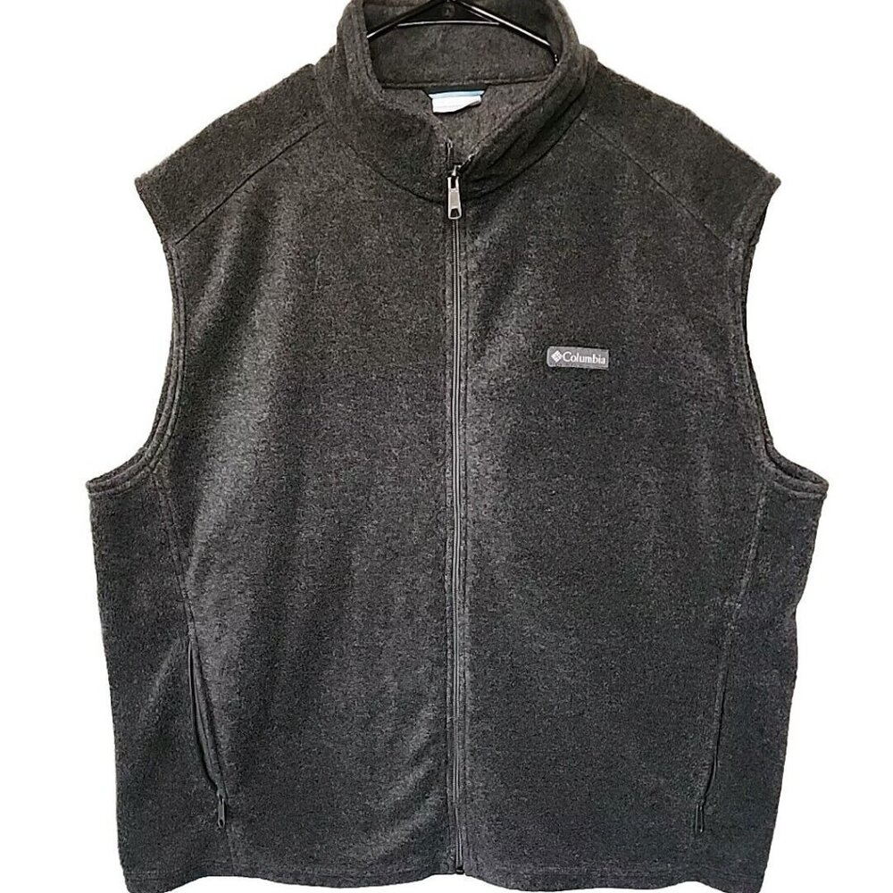 Columbia Vest Men's XXL Gray Fleece Full Zip Golf Camp Hiking Outdoors
